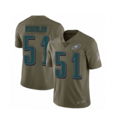 Youth Philadelphia Eagles #51 Paul Worrilow Limited Olive 2017 Salute to Service Football Jersey