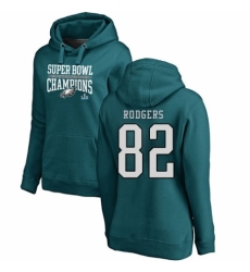 Women's Nike Philadelphia Eagles #82 Richard Rodgers Green Super Bowl LII Champions Pullover Hoodie