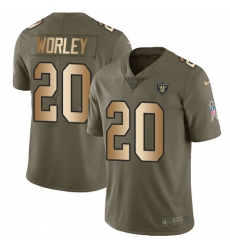 Men's Nike Oakland Raiders #20 Daryl Worley Limited Olive Gold 2017 Salute to Service NFL Jersey