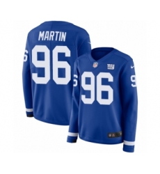 Women's Nike New York Giants #96 Kareem Martin Limited Royal Blue Therma Long Sleeve NFL Jersey