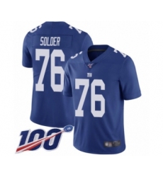 Men's New York Giants #76 Nate Solder Royal Blue Team Color Vapor Untouchable Limited Player 100th Season Football Jersey