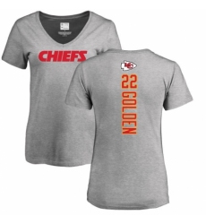 NFL Women's Nike Kansas City Chiefs #22 Robert Golden Ash Backer V-Neck T-Shirt