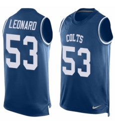 Men's Nike Indianapolis Colts #53 Darius Leonard Limited Royal Blue Player Name & Number Tank Top NFL Jersey