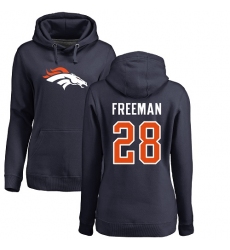 NFL Women's Nike Denver Broncos #28 Royce Freeman Navy Blue Name & Number Logo Pullover Hoodie