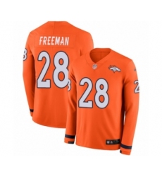 Youth Nike Denver Broncos #28 Royce Freeman Limited Orange Therma Long Sleeve NFL Jersey