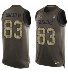 Men's Nike Baltimore Ravens #83 Willie Snead IV Limited Green Salute to Service Tank Top NFL Jersey