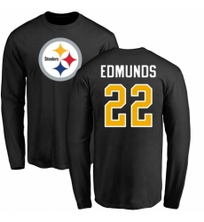 Nike Pittsburgh Steelers #22 Terrell Edmunds Black Name & Number Logo Long Sleeve T-Shirt