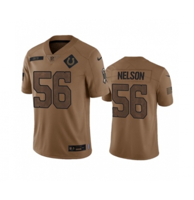 Men's Nike Indianapolis Colts #56 Quenton Nelson 2023 Brown Salute To Sertvice Limited Football Stitched Jersey