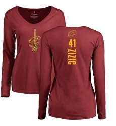 NBA Women's Nike Cleveland Cavaliers #41 Ante Zizic Maroon Backer Long Sleeve T-Shirt