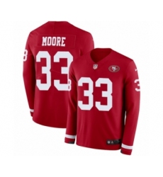 Youth Nike San Francisco 49ers #33 Tarvarius Moore Limited Red Therma Long Sleeve NFL Jersey