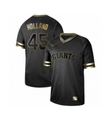 Men's San Francisco Giants #45 Derek Holland Authentic Black Gold Fashion Baseball Jersey