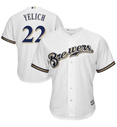 Men's Milwaukee Brewers #22 Christian Yelich White New Cool Base Stitched MLB Jersey