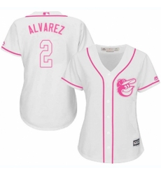Women's Majestic Baltimore Orioles #2 Pedro Alvarez Authentic White Fashion Cool Base MLB Jersey