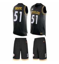Men's Nike Pittsburgh Steelers #51 Jon Bostic Limited Black Tank Top Suit NFL Jersey