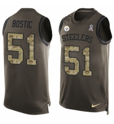 Men's Nike Pittsburgh Steelers #51 Jon Bostic Limited Green Salute to Service Tank Top NFL Jersey