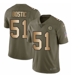 Men's Nike Pittsburgh Steelers #51 Jon Bostic Limited Olive/Gold 2017 Salute to Service NFL Jersey