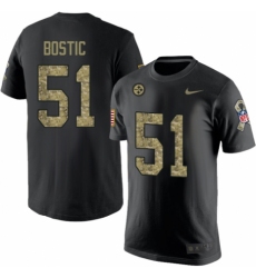 Nike Pittsburgh Steelers #51 Jon Bostic Black Camo Salute to Service T-Shirt