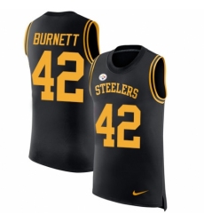 Men's Nike Pittsburgh Steelers #42 Morgan Burnett Black Rush Player Name & Number Tank Top NFL Jersey