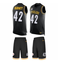 Men's Nike Pittsburgh Steelers #42 Morgan Burnett Limited Black Tank Top Suit NFL Jersey