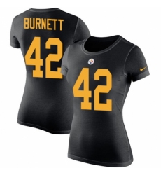 Women's Nike Pittsburgh Steelers #42 Morgan Burnett Black Rush Pride Name & Number T-Shirt