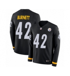 Youth Nike Pittsburgh Steelers #42 Morgan Burnett Limited Black Therma Long Sleeve NFL Jersey