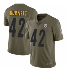 Youth Nike Pittsburgh Steelers #42 Morgan Burnett Limited Olive 2017 Salute to Service NFL Jersey