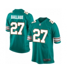 Men's Miami Dolphins #27 Kalen Ballage Game Aqua Green Alternate Football Jersey
