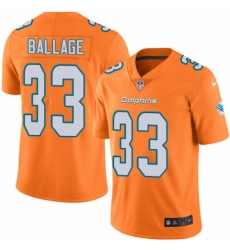 Men's Nike Miami Dolphins #33 Kalen Ballage Limited Orange Rush Vapor Untouchable NFL Jersey