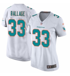 Women's Nike Miami Dolphins #33 Kalen Ballage Game White NFL Jersey