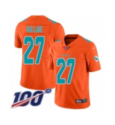 Youth Miami Dolphins #27 Kalen Ballage Limited Orange Inverted Legend 100th Season Football Jersey