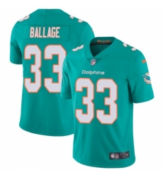 Youth Nike Miami Dolphins #33 Kalen Ballage Aqua Green Team Color Vapor Untouchable Limited Player NFL Jersey