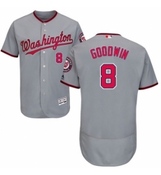 Men's Majestic Washington Nationals #8 Brian Goodwin Grey Road Flex Base Authentic Collection MLB Jersey