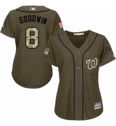 Women's Majestic Washington Nationals #8 Brian Goodwin Authentic Green Salute to Service MLB Jersey