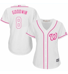 Women's Majestic Washington Nationals #8 Brian Goodwin Authentic White Fashion Cool Base MLB Jersey