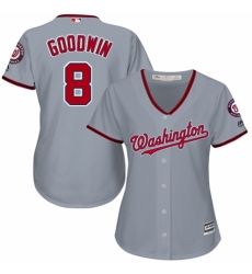 Women's Majestic Washington Nationals #8 Brian Goodwin Replica Grey Road Cool Base MLB Jersey