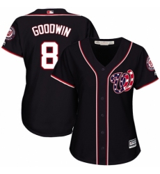 Women's Majestic Washington Nationals #8 Brian Goodwin Replica Navy Blue Alternate 2 Cool Base MLB Jersey