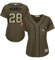 Women's Majestic Toronto Blue Jays #28 Steve Pearce Authentic Green Salute to Service MLB Jersey