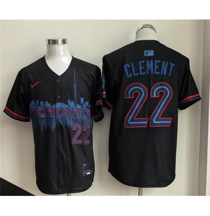 Men's Toronto Blue Jays #22 Ernie Clement Navy 2024 City Connect Limited Stitched Baseball Jersey