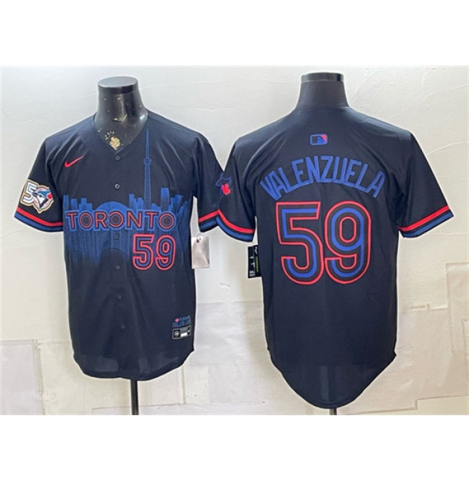 Men's Toronto Blue Jays #59 Brandon Valenzuela Navy 50 Seasons 2024 City Connect Limited Stitched Baseball Jersey