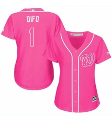 Women's Majestic Washington Nationals #1 Wilmer Difo Replica Pink Fashion Cool Base MLB Jersey