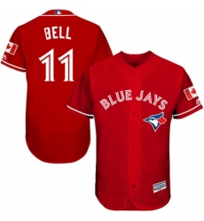 Men's Majestic Toronto Blue Jays #11 George Bell Scarlet Alternate Flex Base Authentic Collection Alternate MLB Jersey