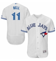 Men's Majestic Toronto Blue Jays #11 George Bell White Home Flex Base Authentic Collection MLB Jersey