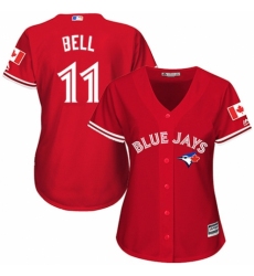 Women's Majestic Toronto Blue Jays #11 George Bell Replica Scarlet Alternate MLB Jersey