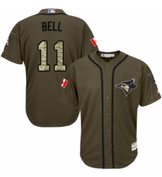 Youth Majestic Toronto Blue Jays #11 George Bell Authentic Green Salute to Service MLB Jersey