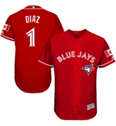 Men's Majestic Toronto Blue Jays #1 Aledmys Diaz Scarlet Alternate Flex Base Authentic Collection Alternate MLB Jersey