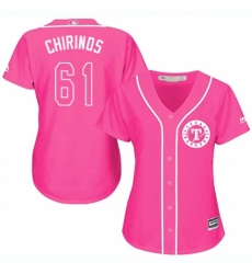 Women's Majestic Texas Rangers #61 Robinson Chirinos Replica Pink Fashion Cool Base MLB Jersey