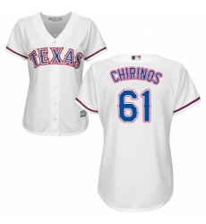 Women's Majestic Texas Rangers #61 Robinson Chirinos Replica White Home Cool Base MLB Jersey