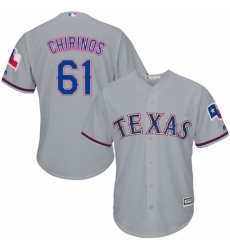 Youth Majestic Texas Rangers #61 Robinson Chirinos Replica Grey Road Cool Base MLB Jersey