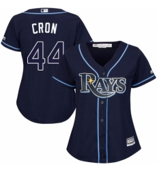 Women's Majestic Tampa Bay Rays #44 C. J. Cron Replica Navy Blue Alternate Cool Base MLB Jersey
