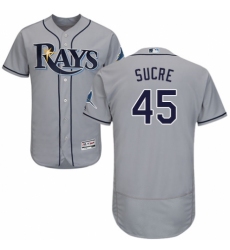 Men's Majestic Tampa Bay Rays #45 Jesus Sucre Grey Road Flex Base Authentic Collection MLB Jersey